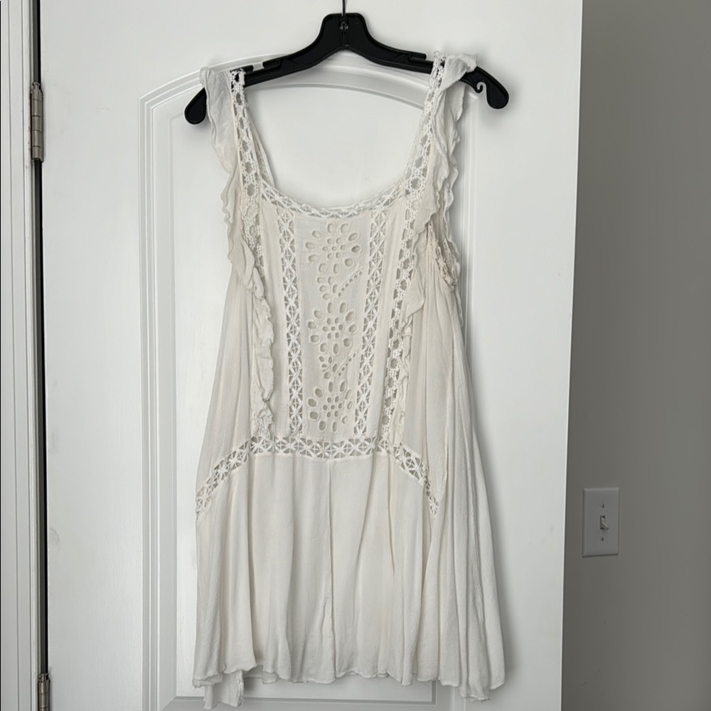 Free People Cream Asymmetrical Midi Dress